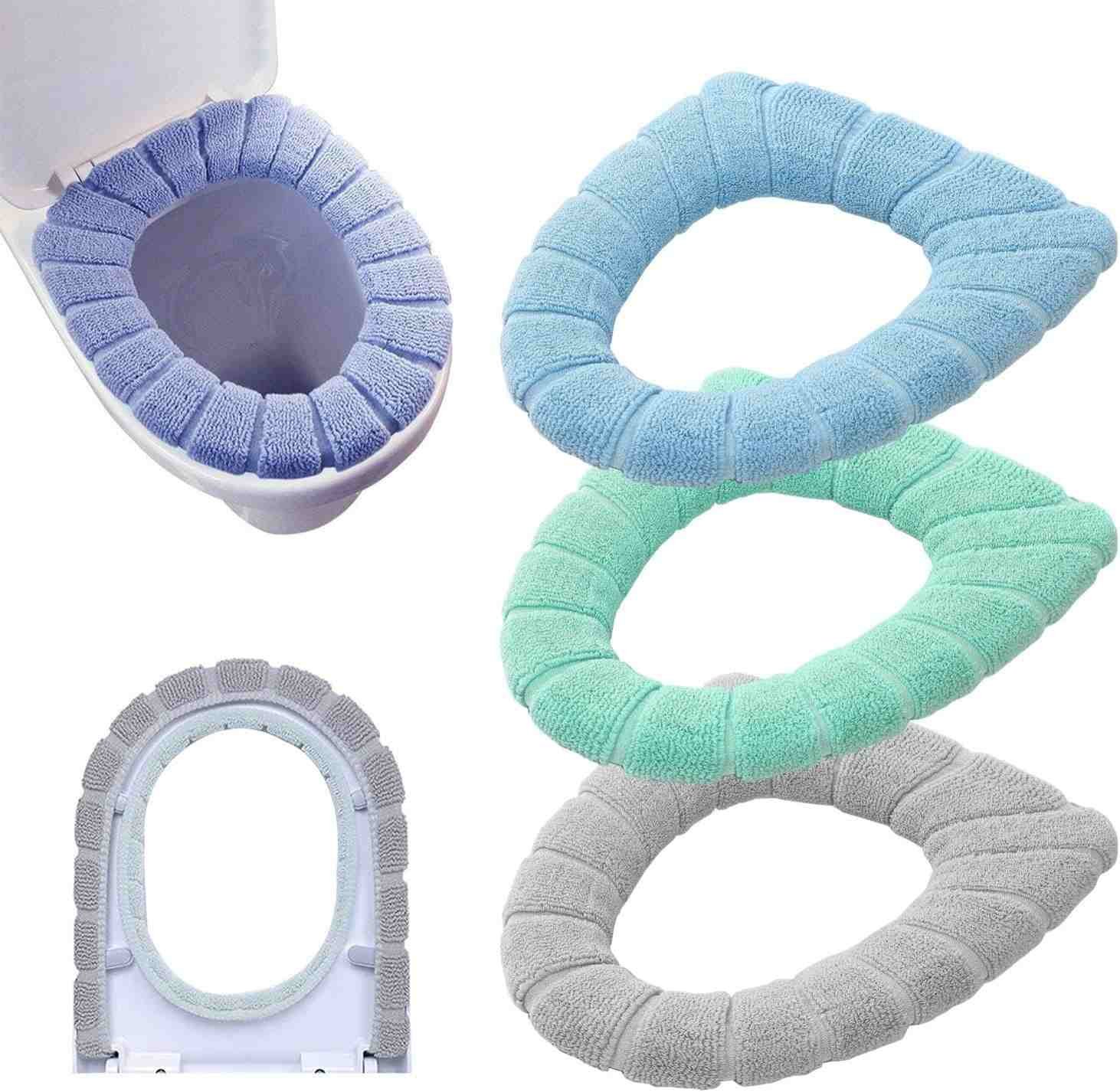 Warm Washable Soft Coral Velvet Toilet Seat Cover | Random Colour |
