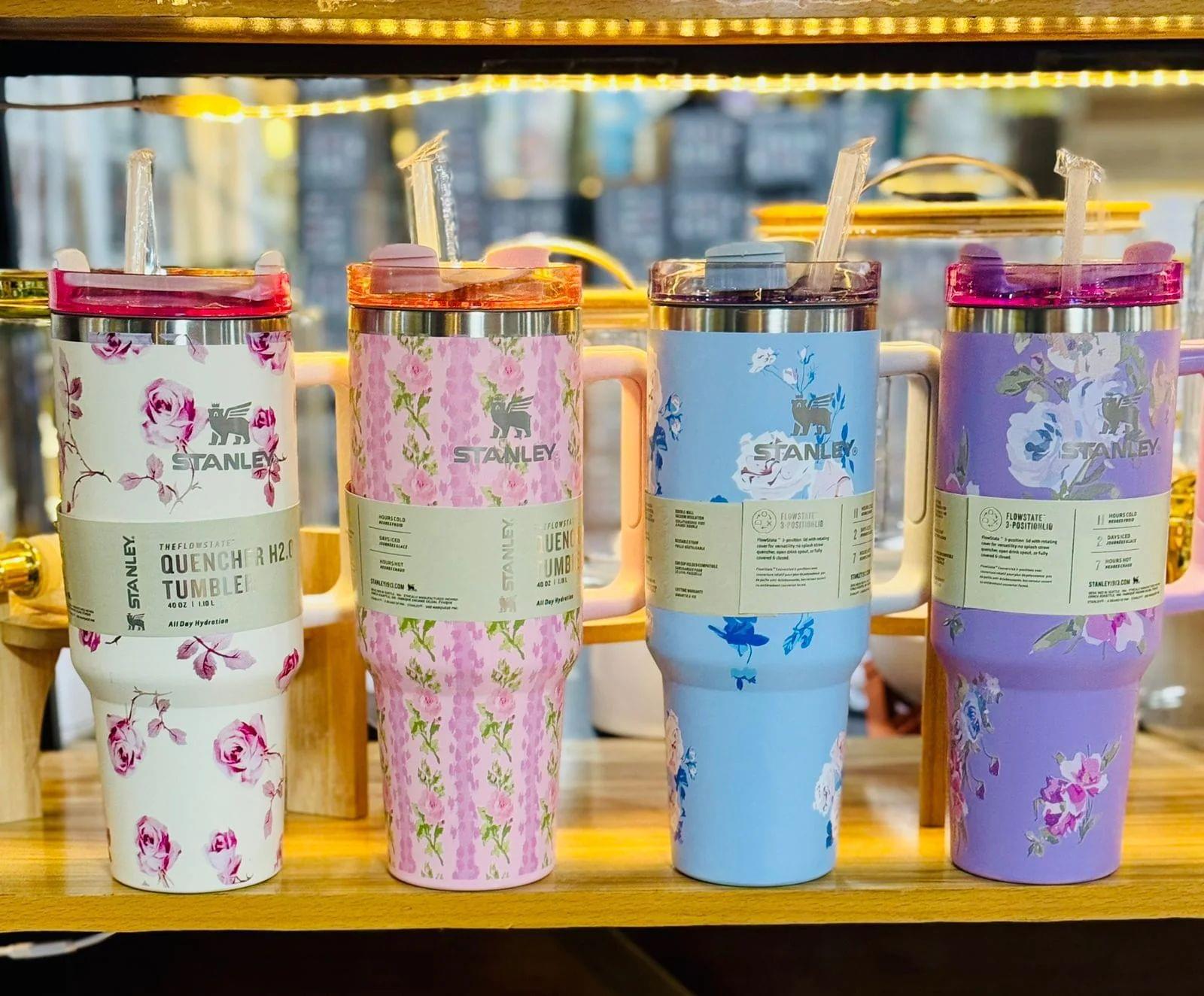 1200ml Stainless Steel Stanley Tumbler Glossy Marble Shades | Premium Vacuum Insulated Travel Mug | Leakproof Cup For Hot And Cold Drinks (Random Color)