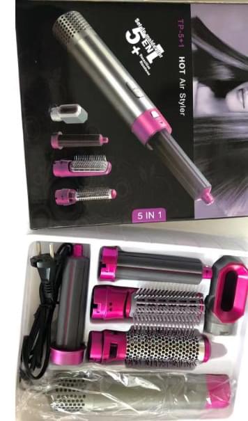 High Quality 5 In 1 Hair Styler Brush Hair Straightener Curler Blow Dryer Volumizer Negative Ionic Electric Air Wrap With Detachable Brush Heads