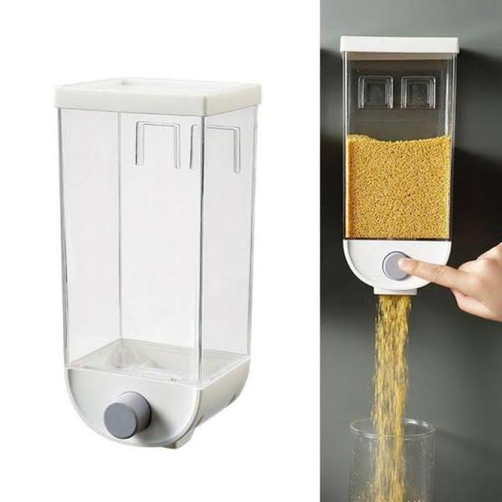 1500ml Self-Adhesive Grain Dispenser | Wall Mounted Rice & Grain Storage Box | Kitchen Food Organizer Container | Dry Fruit Dispenser