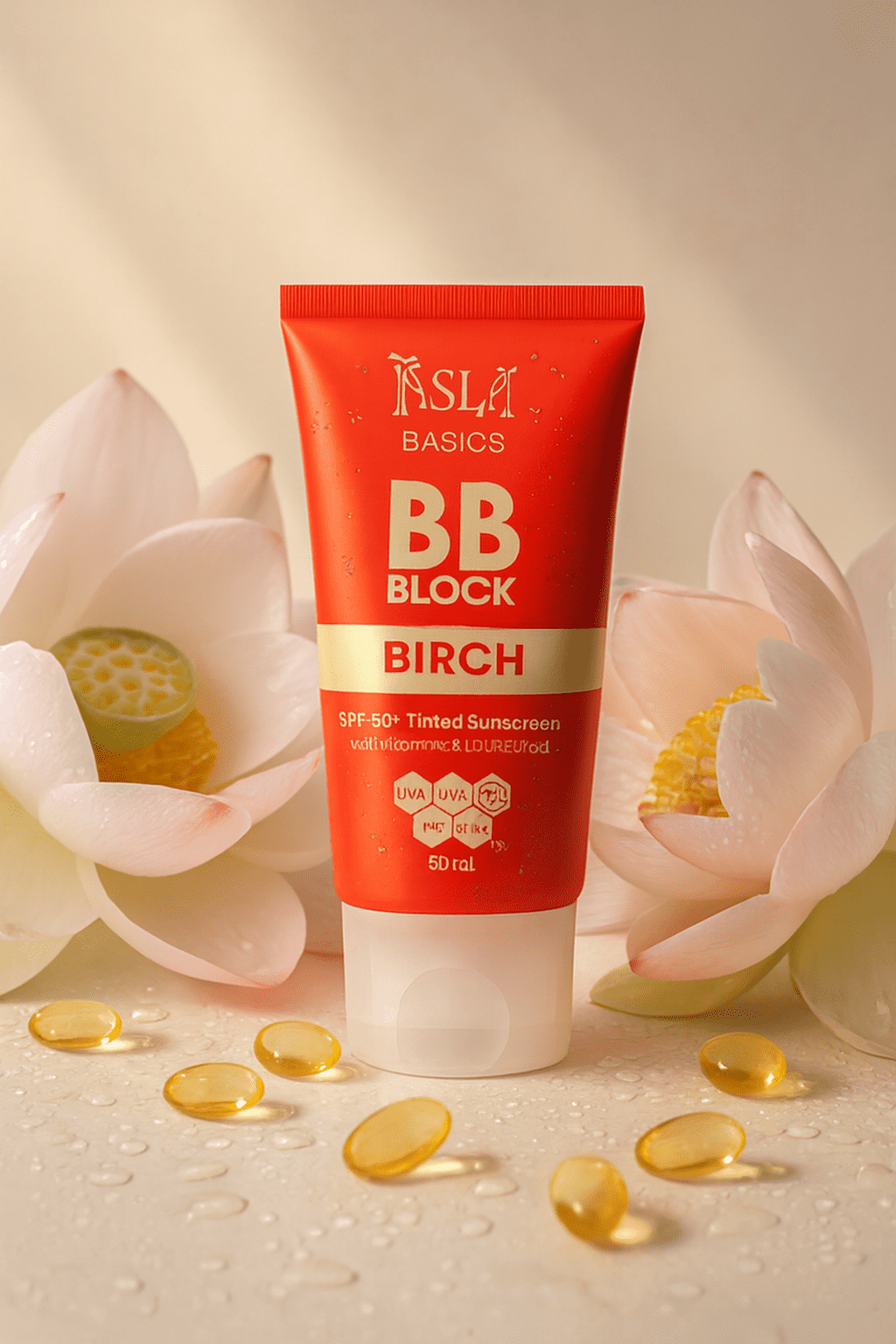 SL Basics BB Block SPF 50+ Tinted Sunscreen – Hydrating & Protective BB Cream with Vitamin E & Lotus Extract (50 ml)