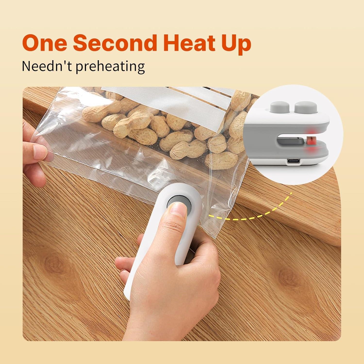 Heat Sealing Machine 2 in 1 Cutting and Sealer USB Rechargeable Food Sealer Mini Sealer for Snack Storage Food Sealer for Chip Bags, Plastic Bags, Food Storage | Mini Sealing Machine ( Random Color)