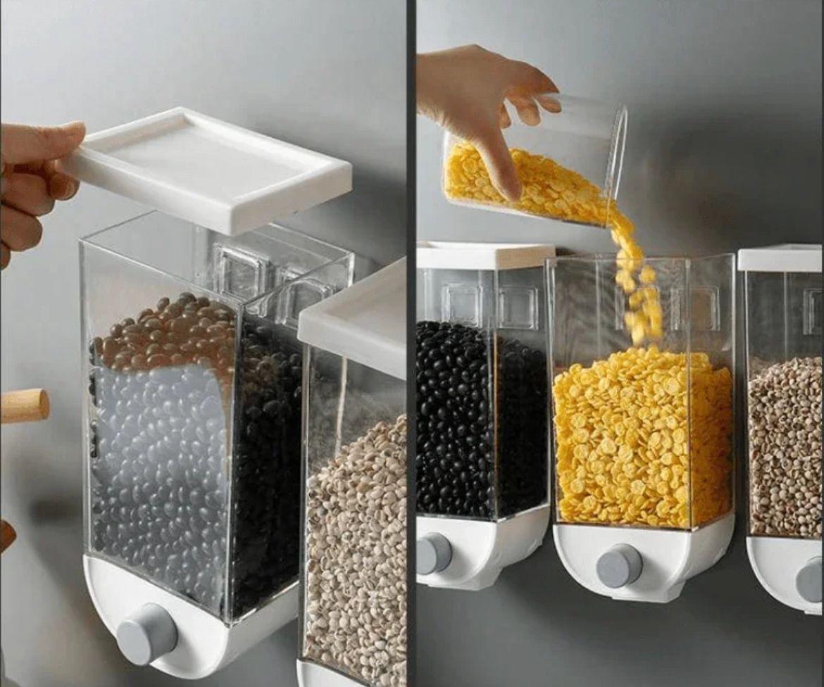 1500ml Self-Adhesive Grain Dispenser | Wall Mounted Rice & Grain Storage Box | Kitchen Food Organizer Container | Dry Fruit Dispenser - Image 4