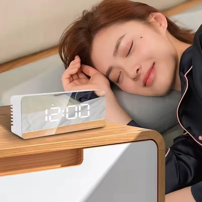 Digital LED Mirror Alarm Clock Modern Display With Time Temperature And Daily Use Convenience (Random Color) - Image 2