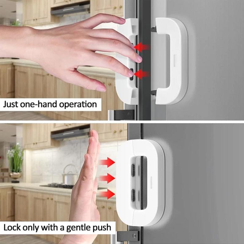 Child Safety Refrigerator Lock – Self Adhesive Fridge And Freezer Door Lock With Double Safety Button - Image 3