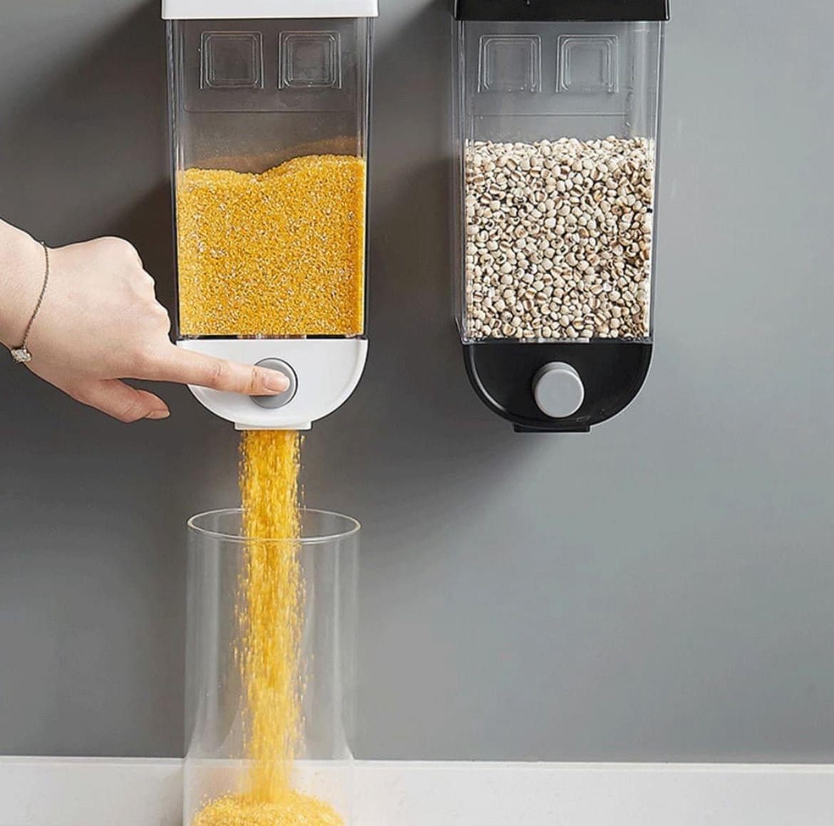 1500ml Self-Adhesive Grain Dispenser | Wall Mounted Rice & Grain Storage Box | Kitchen Food Organizer Container | Dry Fruit Dispenser - Image 3