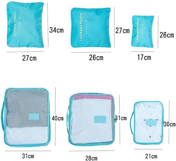 6pcs/Set Travel Storage Bag Portable Luggage Organizer Clothes Tidy Pouch Zip Cube Luggage Toiletry Bag Organizer Pouch Home Organization - Multi (random colors) - Image 2