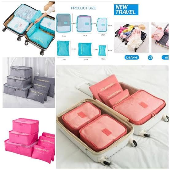 6pcs/Set Travel Storage Bag Portable Luggage Organizer Clothes Tidy Pouch Zip Cube Luggage Toiletry Bag Organizer Pouch Home Organization - Multi (random colors) - Image 4