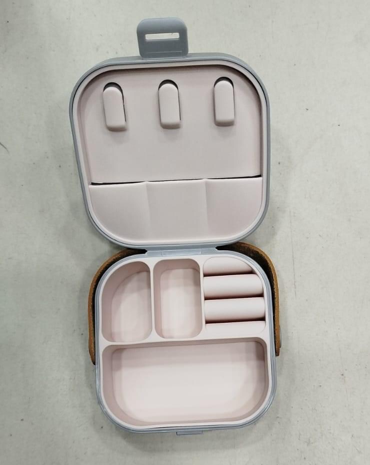 Jewelry Organizer Box | Portable Jewelry Storage Box | Sleek | Portable | Multi-Functional Travel Jewelry Organizer | Durable | Compact Ring | Necklace | Earring Storage Boxes With Mirror | For Travel | Home | Gift Option - Random Color - Image 3