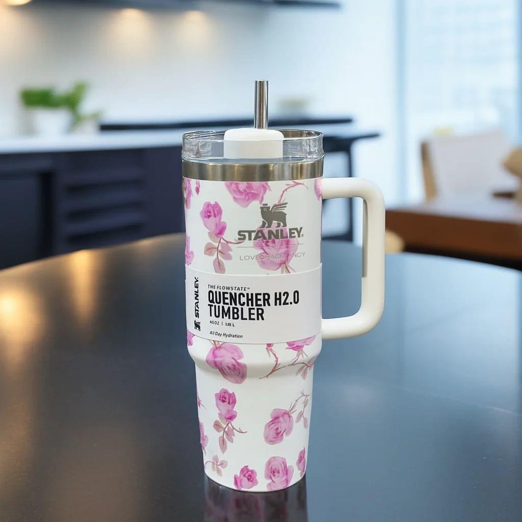 1200ml Stainless Steel Stanley Tumbler Glossy Marble Shades | Premium Vacuum Insulated Travel Mug | Leakproof Cup For Hot And Cold Drinks (Random Color) - Image 4