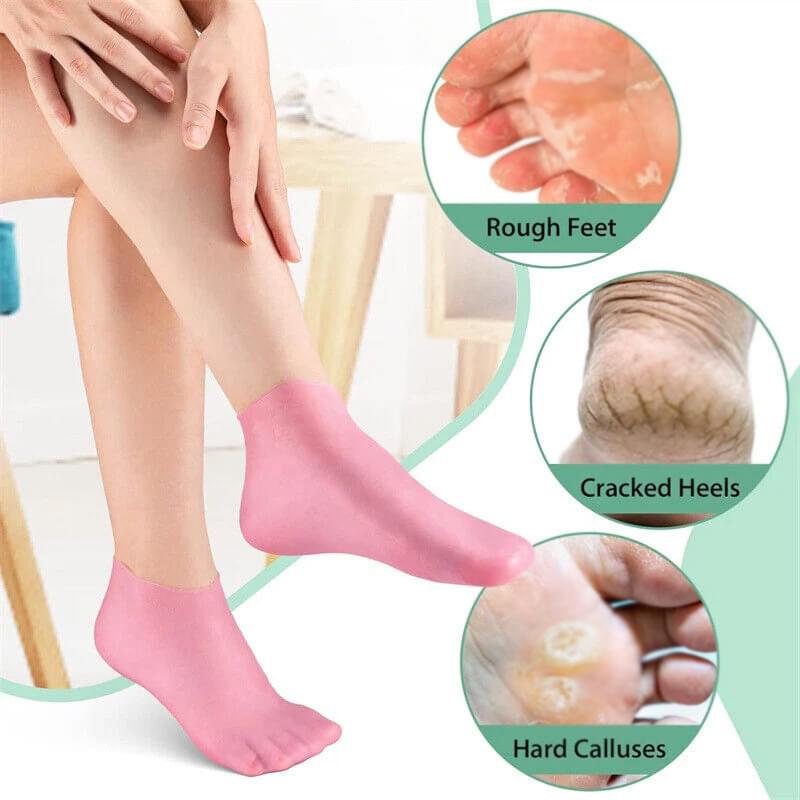 Silicon Moisturizing Gel Socks – Silicone Socks Waterproof Anti-Cracking Foot Care Treatment for Dry, Dead Skin, and Cracked Heels – Soft Spa Pedicure Protector 65g
