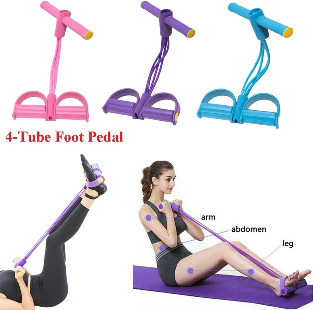Foot Pedal Resistance Band Elastic Sit Up Pull Rope For Yoga And Fitness Tummy Trimmer Providing Durable Quality Comfortable Use (Random Color)