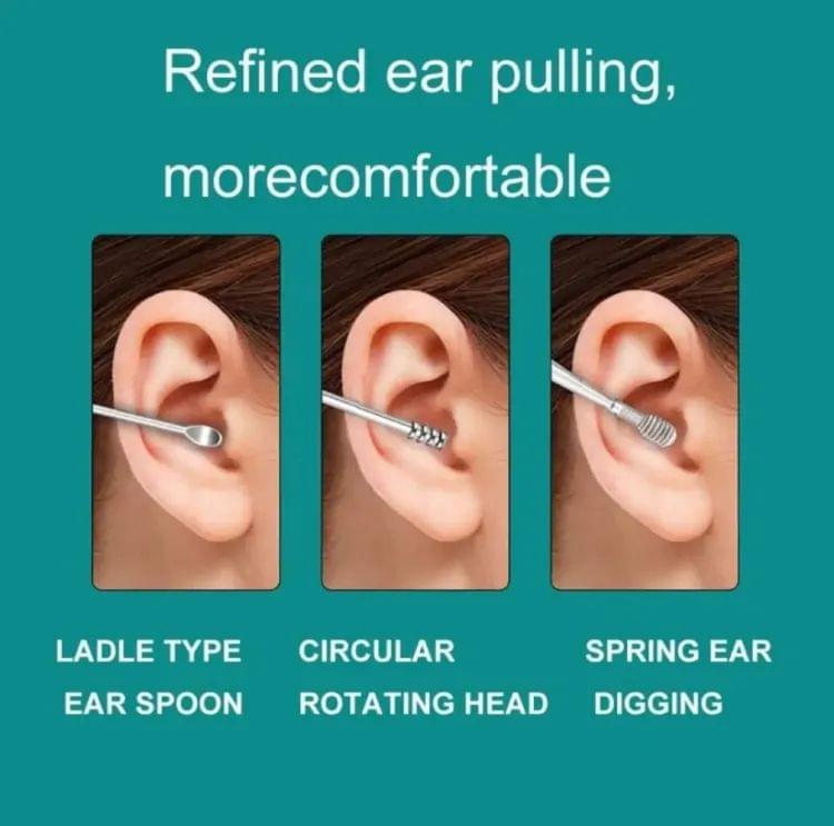 Ear Wax Cleaning Kit, 6 Pcs Ear Pick Tools, Wax Removal Kit, Ear Cleaning Tool Set, Spring Earwax Cleaner Tool Ear Wax Remover (Random Color)