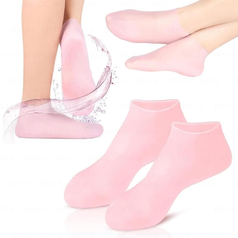 Silicon Moisturizing Gel Socks – Silicone Socks Waterproof Anti-Cracking Foot Care Treatment for Dry, Dead Skin, and Cracked Heels – Soft Spa Pedicure Protector 65g - Image 3