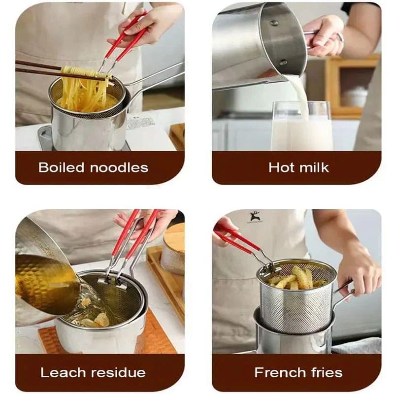 Stainless Steel Deep Fryer Pot with Strainer – Heavy-Duty Frying Pan for Home Kitchen Use – 1200ML Oil Capacity - Image 4