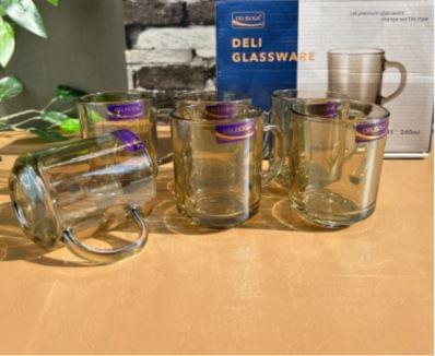 Delisoga® Pack Of 6pcs ZB24S CUP 240 ML SMOKE